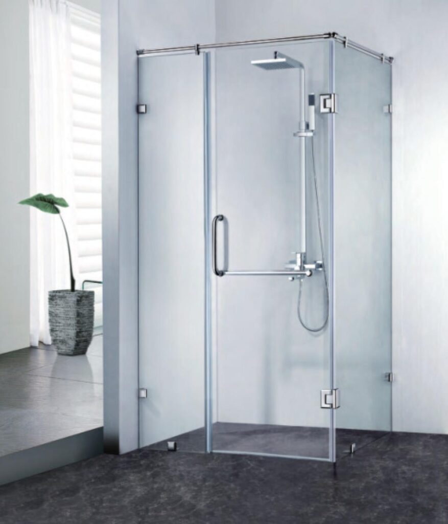 vách tắm kính mở quay đẹp sang trọng