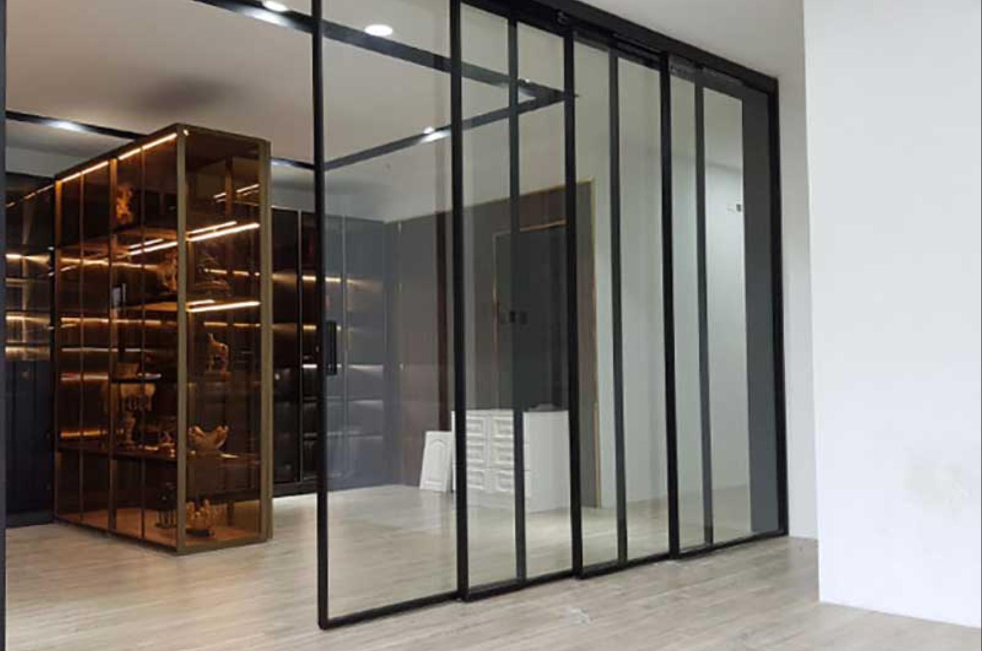cửa nhôm hệ slim mỏng sang trọng mở lùa 3